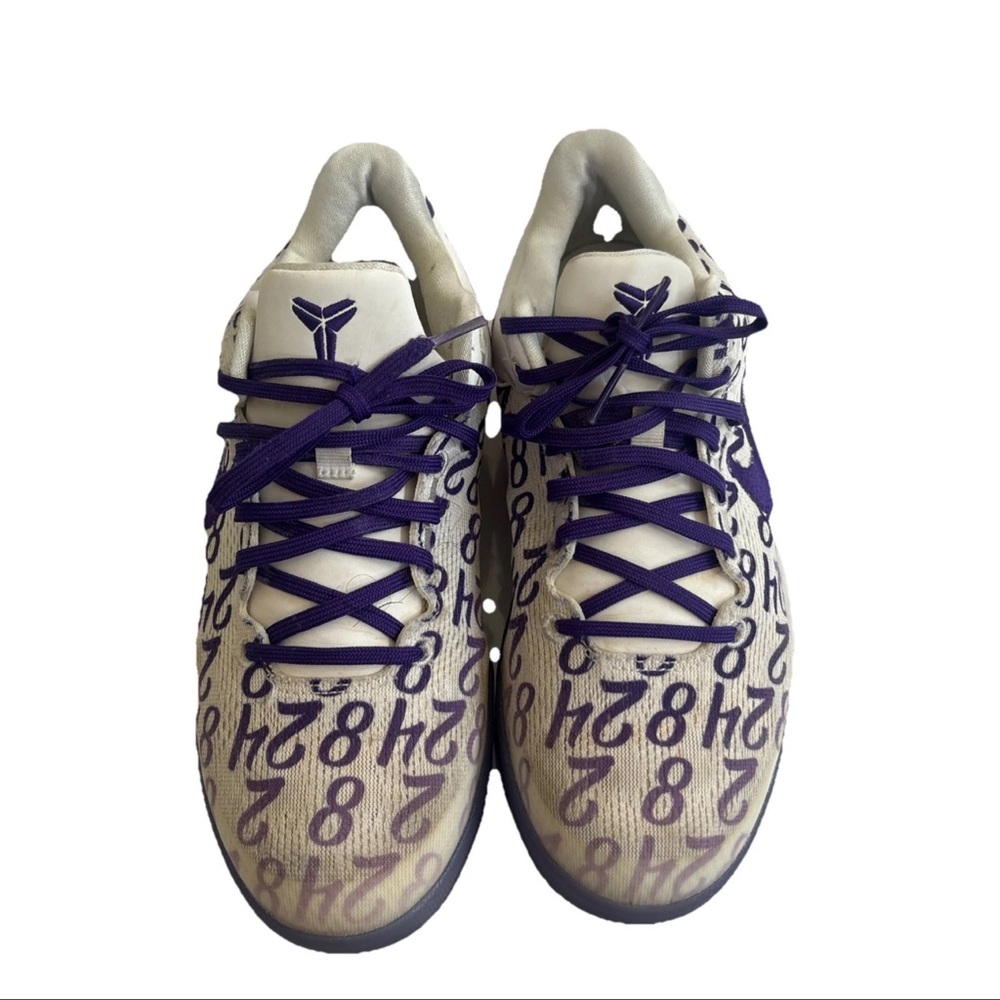 Kobe VIII Big Kids' Basketball Shoes /White/Court Purple Size 5Y Sneakers